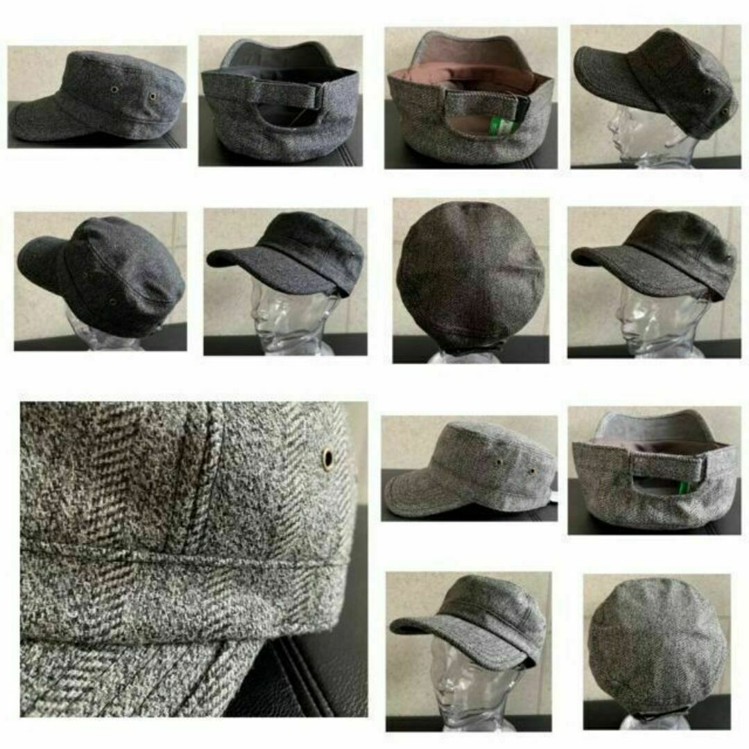 送料込新品 大きいサイズ 帽子 ツィード ワークキャップ ウール ジャガード 茶 メンズの帽子(キャップ)の商品写真