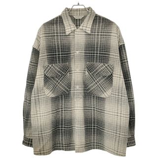 クーティー(COOTIE)のCOOTIE クーティ 22AW Ombre Check Open Collar Pullover L/S Shirt  オンブレチェックオープンカラープルオーバーシャツ ブラック&ホワイト M CTE-22A115(シャツ)