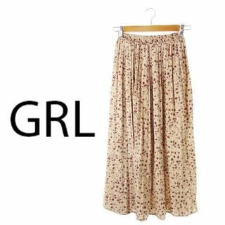 グレイル(GRL)のGRL ギャザープリーツロングスカート 花柄 M ピンク 230525CK10A(ロングスカート)