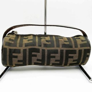 フェンディ(FENDI)のFENDI フェンディ ズッカ ポーチ 筒形 FF 総柄 ブラウン ナイロン レディース メンズ ファッション 小物 26553 USED 【中古】(ポーチ)