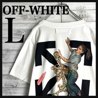 OFF-WHITE - 8701【正規品確認済み】オフホワイト☆バックプリントLサイズtシャツ　美品