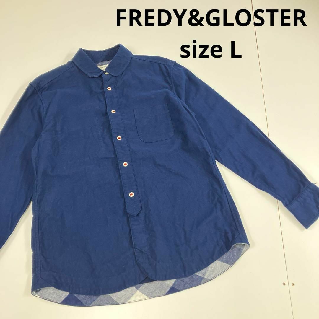 FREDY & GLOSTER(フレディアンドグロスター)のFREDY&GLOSTER シャツ　フランネル　ネイビー　ワークシャツ　古着 メンズのトップス(シャツ)の商品写真