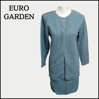 EUROGARDEN スカートスーツ ノーカラー ワンボタン 肩パットあり(スーツ)