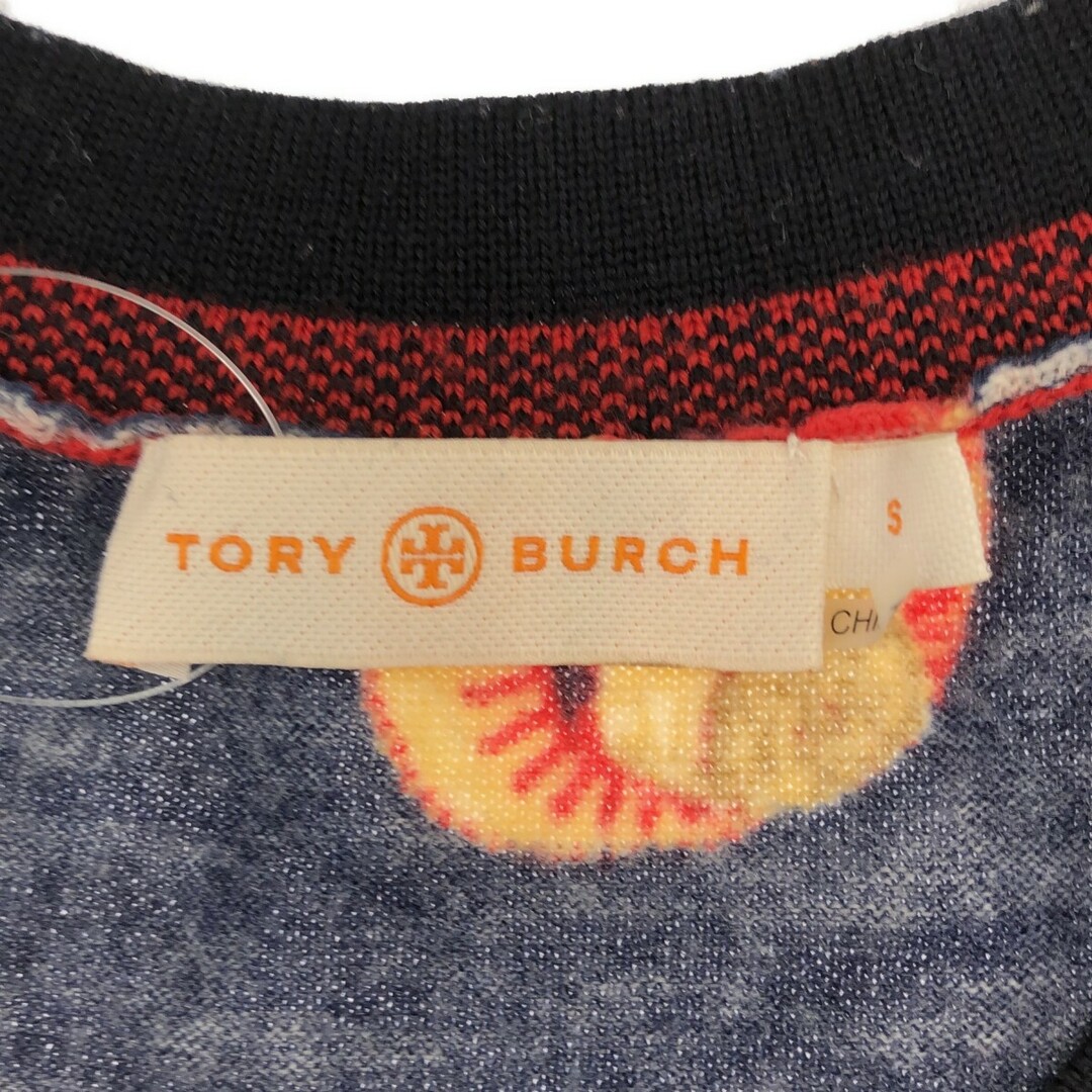 Tory Burch(トリーバーチ)のTORY BURCH トリーバーチ ショートスリーブ 総柄ニットトップス ネイビー S レディースのトップス(ニット/セーター)の商品写真