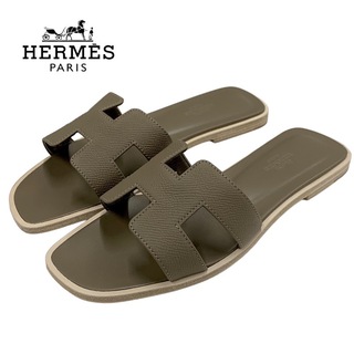 エルメス(Hermes)の未使用 エルメス HERMES オラン サンダル フラットサンダル ミュール 靴 シューズ レザー ブラウン系(サンダル)