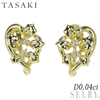タサキ(TASAKI)の田崎真珠 K18YG ダイヤモンド イヤリング 0.04ct フラワー(イヤリング)