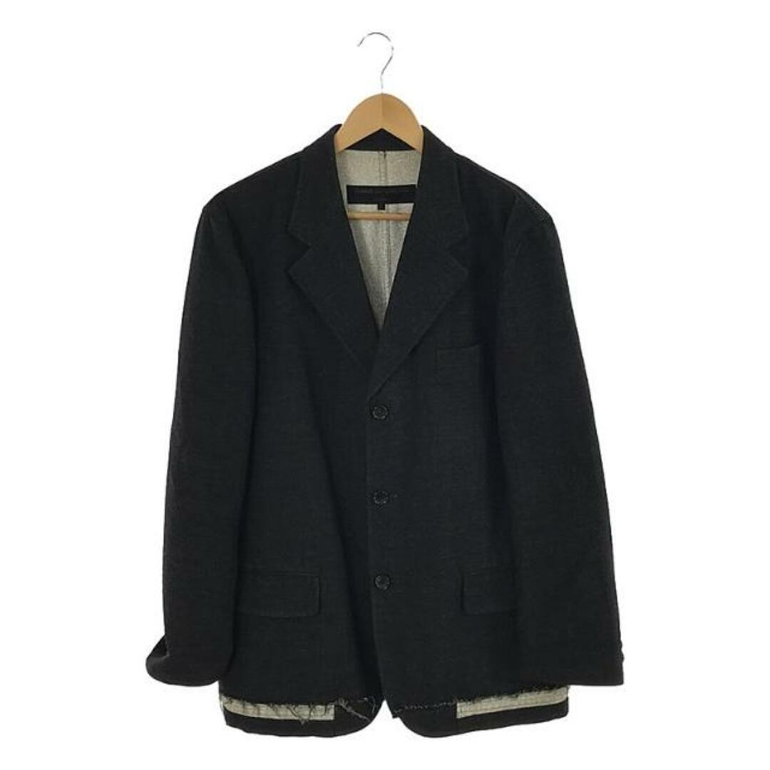 COMME des GARCONS HOMME(コムデギャルソンオム)のCOMME des GARCONS HOMME / コムデギャルソンオム | 2002AW | 製品洗い ウール混 ボンディング 裾切替 3B テーラードジャケット | M | ブラック | メンズ メンズのジャケット/アウター(その他)の商品写真