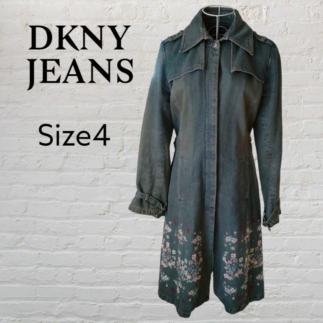 DKNY JEANS デニム　花柄刺繍　コート　ジャケット　サイズ4 | フリマアプリ ラクマ