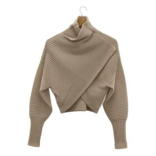 ヴィクトリアベッカム(Victoria Beckham)のVICTORIA BECKHAM / ヴィクトリアベッカム | バックラップ ハイネック 変形ニット | XS | ベージュ | レディース(ニット/セーター)