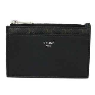 セリーヌ(celine)のCELINE セリーヌ ジップ カードホルダー 新ロゴ 箔押し 現行 コインケース パスケース 名刺入れ 小銭入れ カーキ 未使用 トリオンフ ブラック カードケース 10F992BZ9.38SI(パスケース/IDカードホルダー)