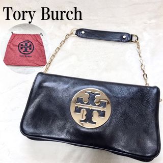 極美品 TORY BURCH ショルダーバッグ チェーン ロゴ型押し レザー