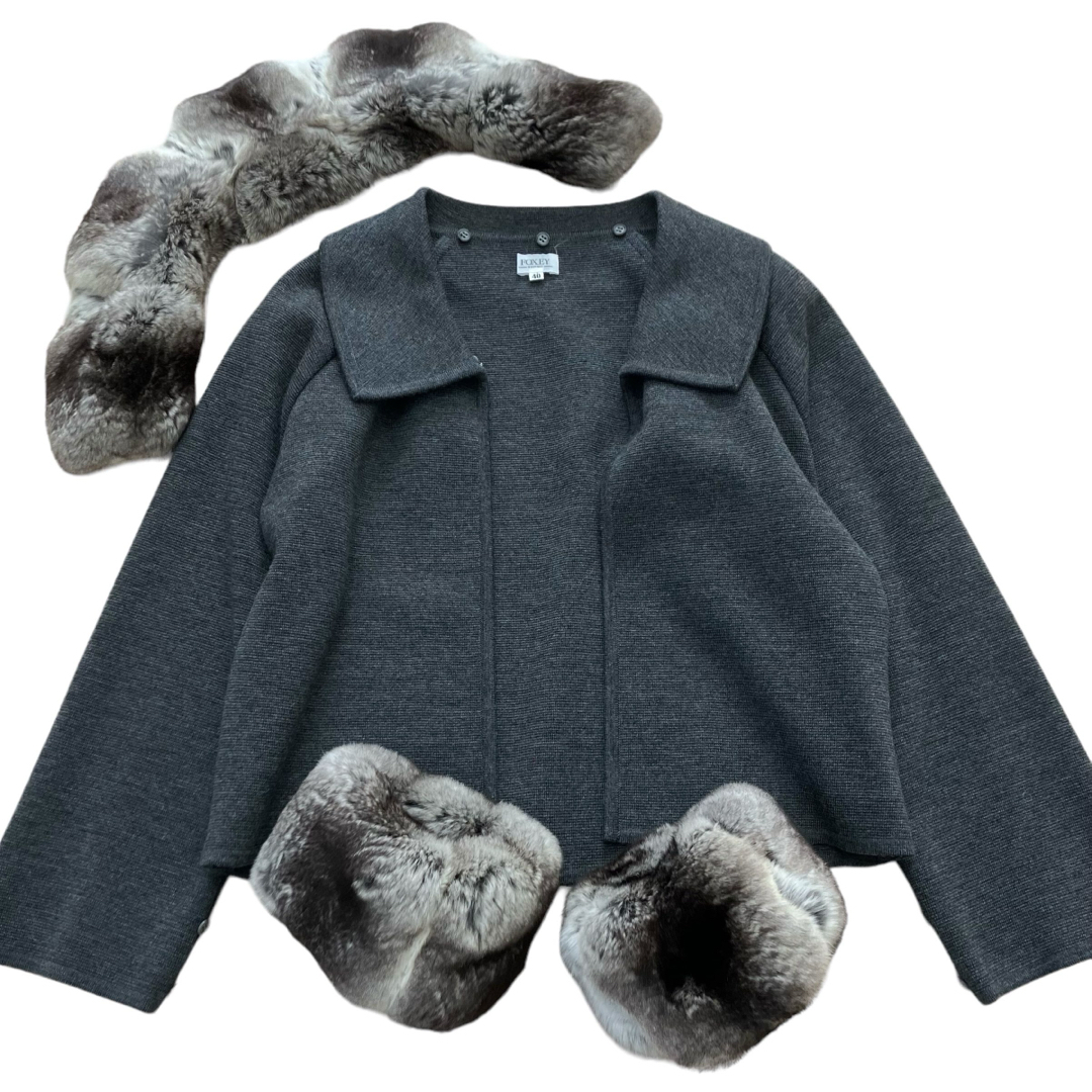 FOXEY - 状態良品 フォクシー グレーウールジャケット グレー FOXEY - 状態良品 フォクシー グレーウールジャケット グレー