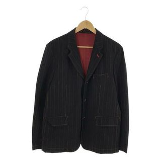 コムデギャルソンオム(COMME des GARCONS HOMME)のCOMME des GARCONS HOMME / コムデギャルソンオム | 2008AW | 製品染め ウール ストライプ ボンディング 3B テーラードジャケット | S | ブラック | メンズ(その他)