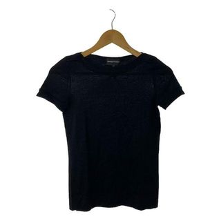 エンポリオアルマーニ(Emporio Armani)のEMPORIO ARMANI / エンポリオアルマーニ | ウール ボートネック ハイゲージ ニットTシャツ | 42 | ブラック | レディース(Tシャツ(半袖/袖なし))