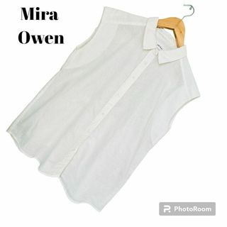 ミラオーウェン(Mila Owen)のMira owen ノースリーブ　シャツ　リネンブレンド　白　1サイズ(M相当)(シャツ/ブラウス(半袖/袖なし))