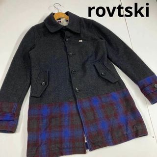 rovtski ロフトスキー　ウール　コート　チェック柄　切り替え　グレー(チェスターコート)