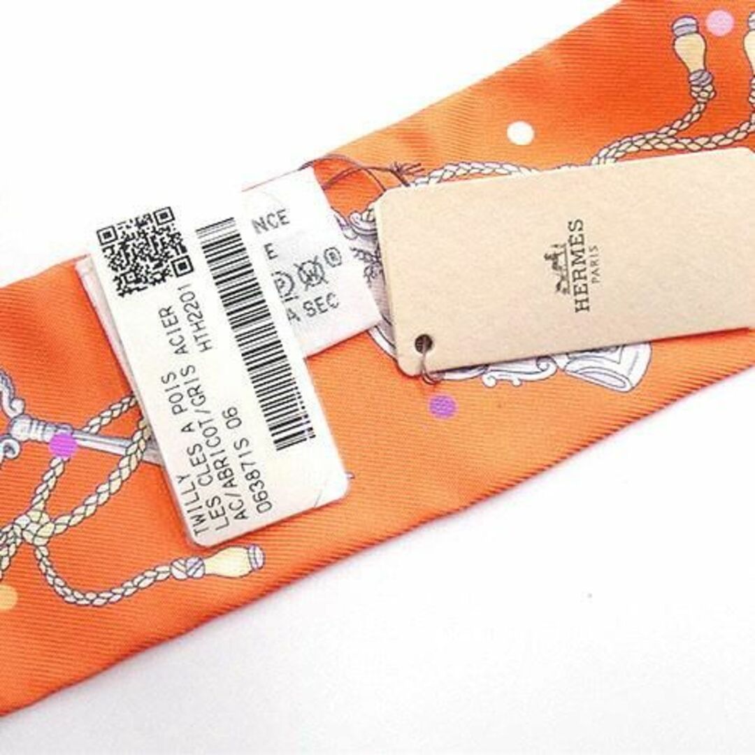 Hermes(エルメス)の極美品 エルメス スカーフ HERMES シルク ツイリー Les Cles a Pois 鍵柄 オレンジ レディース 063871S OJ10011 レディースのファッション小物(バンダナ/スカーフ)の商品写真