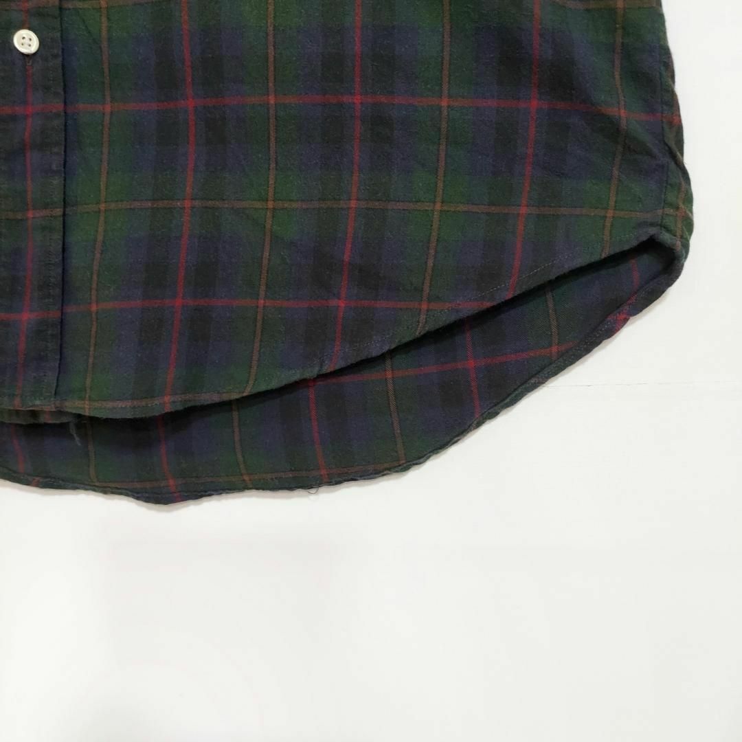 Ralph Lauren(ラルフローレン)の90s ラルフローレン BDチェックシャツ XL グリーン 緑 紺 刺繍 ポニー メンズのトップス(シャツ)の商品写真