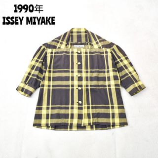 イッセイミヤケ(ISSEY MIYAKE)の★ 1990年 イッセイミヤケ ★ チェック シャツジャケット 七分袖(シャツ/ブラウス(長袖/七分))