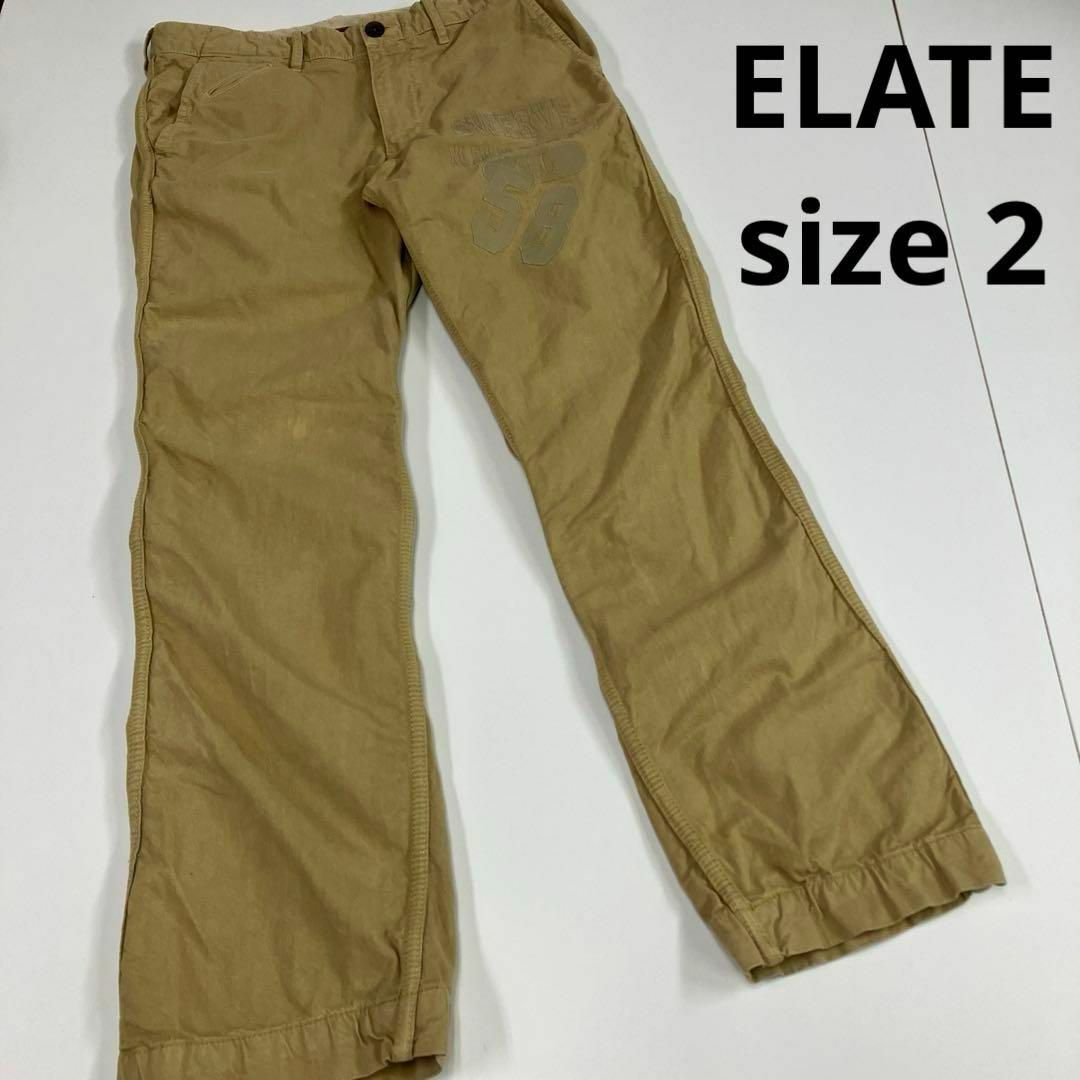 ELATE(イレイト)のELATE イレイト　チノパン　ワークパンツ　文字　カーキ　古着　90's メンズのパンツ(チノパン)の商品写真