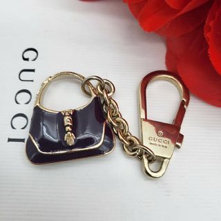 グッチ(Gucci)の【美品】 GUCCI グッチ キーホルダー GG バッグモチーフ パープル(キーホルダー)