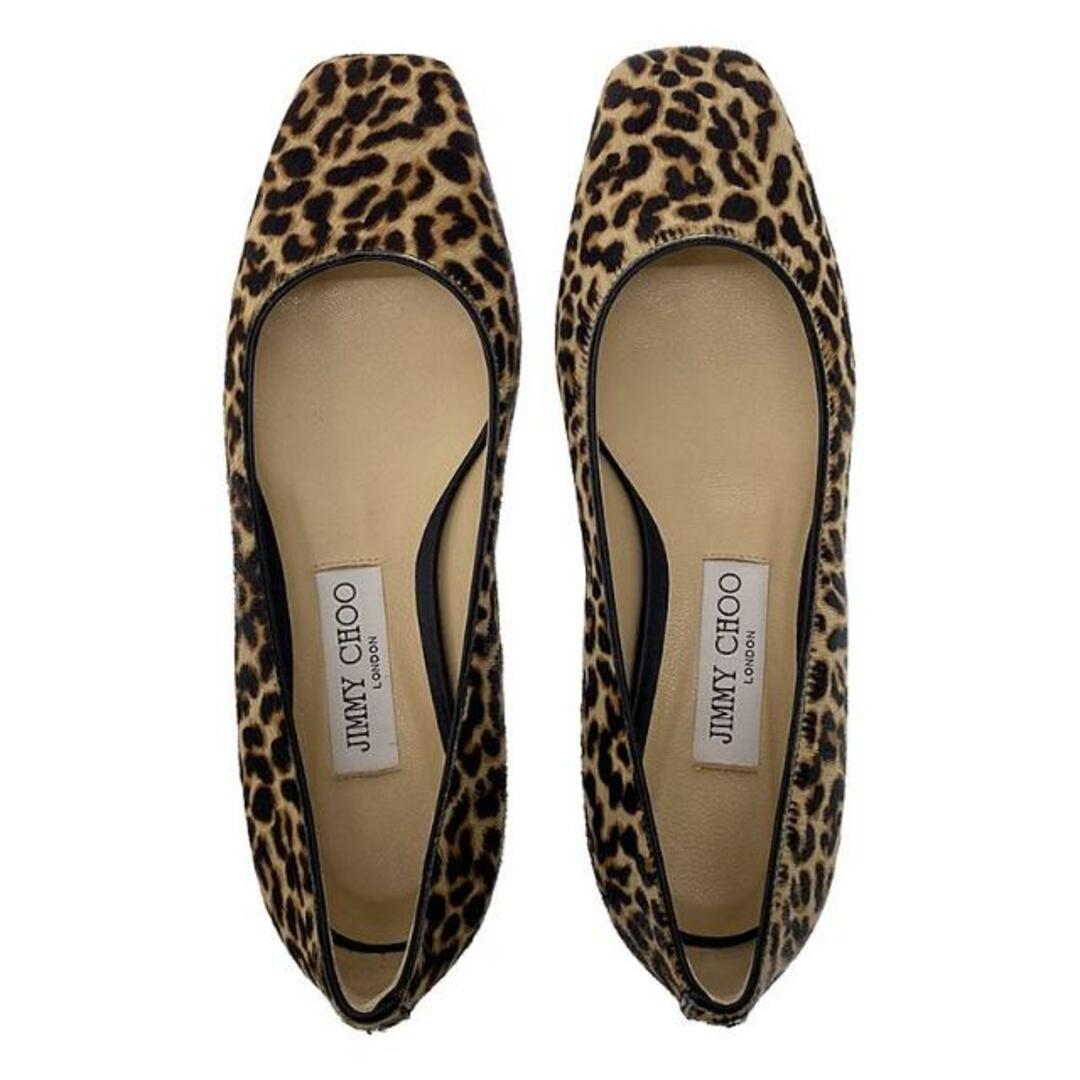 JIMMY CHOO(ジミーチュウ)のJIMMY CHOO / ジミーチュウ | レオパードスクエアトゥフラットパンプス | 35 1/2 | ブラウン系 | レディース レディースの靴/シューズ(ハイヒール/パンプス)の商品写真