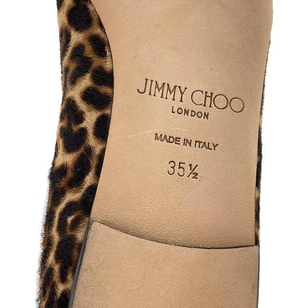 JIMMY CHOO(ジミーチュウ)のJIMMY CHOO / ジミーチュウ | レオパードスクエアトゥフラットパンプス | 35 1/2 | ブラウン系 | レディース レディースの靴/シューズ(ハイヒール/パンプス)の商品写真