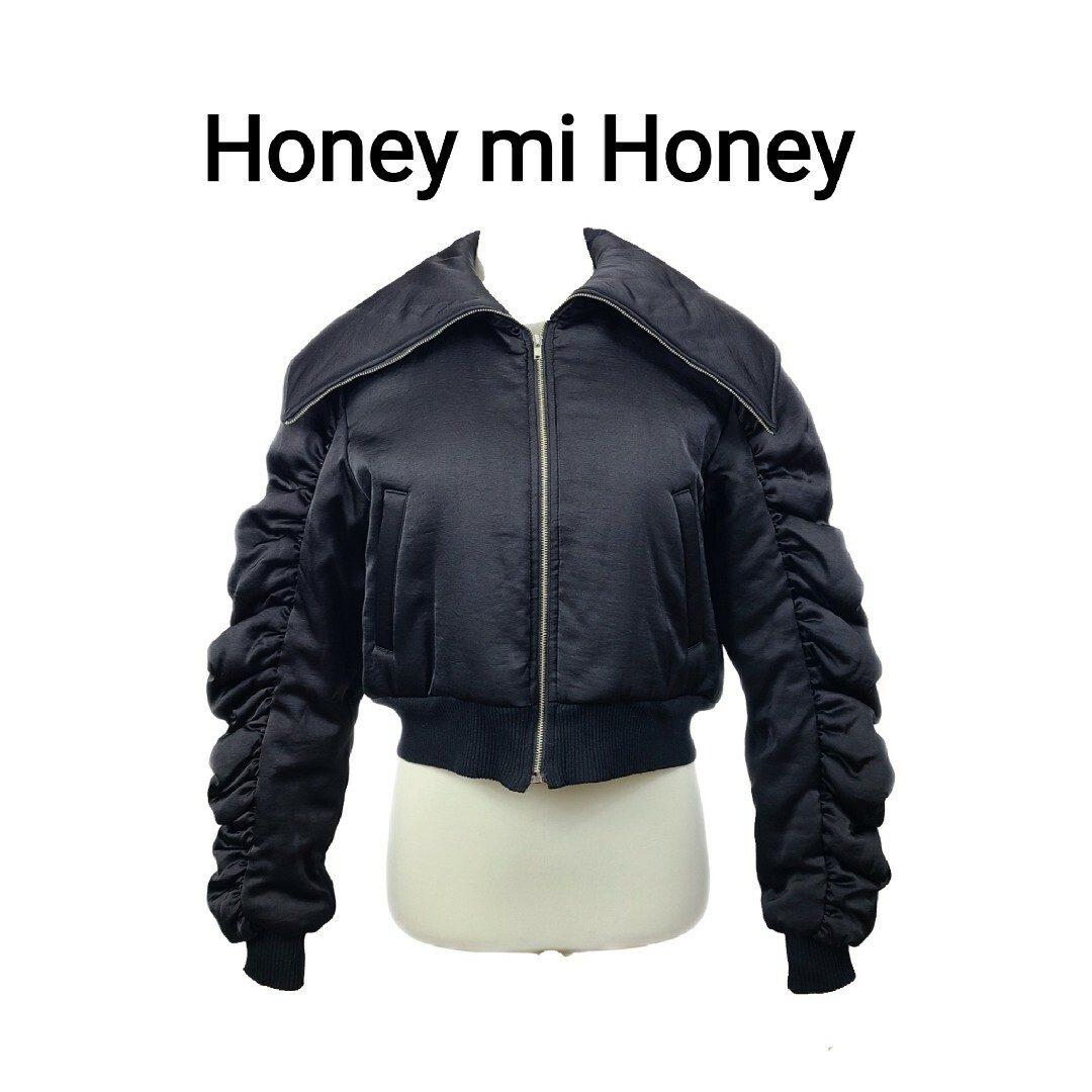 美品 Honey mi Honey シャーリング袖ショートジャケット表地