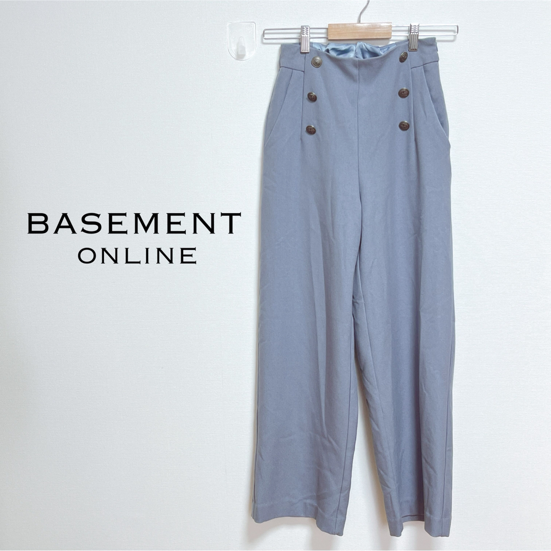 BASEMENT(ベースメント)のベースメントオンライン　タックパンツ　ハイウエスト【S】 横ファスナー　 レディースのパンツ(カジュアルパンツ)の商品写真