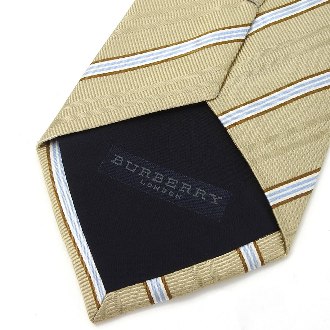 BURBERRY(バーバリー)の【中古】バーバリー ネクタイ シルク100％ 日本製 小物 レジメンタル ストライプ ベージュ ライトブルー ビジネスマン 紳士 おしゃれ アパレル メンズ 男性 BURBERRY LONDON necktie silk メンズのファッション小物(ネクタイ)の商品写真