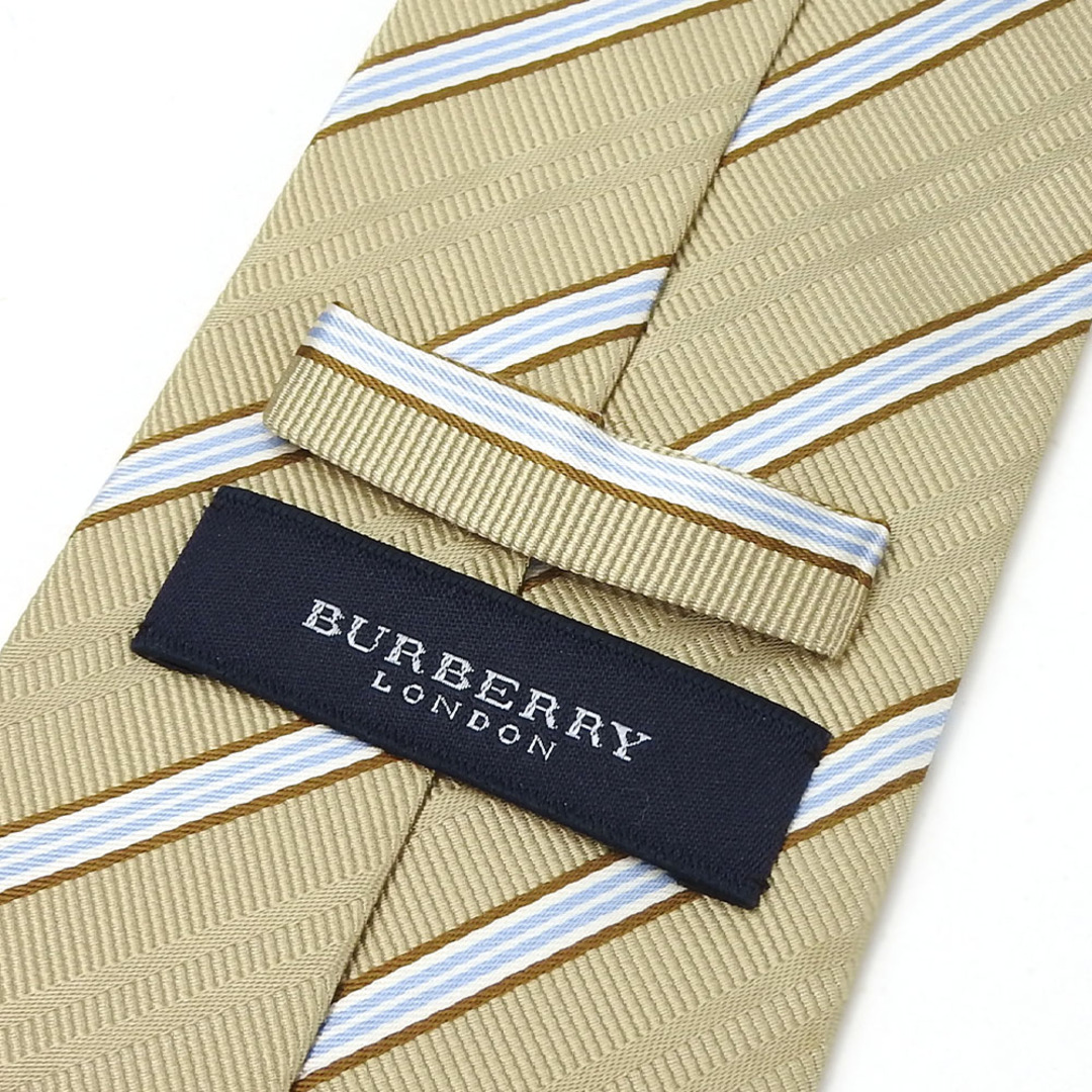 BURBERRY(バーバリー)の【中古】バーバリー ネクタイ シルク100％ 日本製 小物 レジメンタル ストライプ ベージュ ライトブルー ビジネスマン 紳士 おしゃれ アパレル メンズ 男性 BURBERRY LONDON necktie silk メンズのファッション小物(ネクタイ)の商品写真