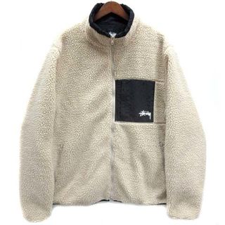 ステューシー(STUSSY)のステューシー シェルパ ジャケット フルジップ ボア フリース ベージュ XL(ブルゾン)