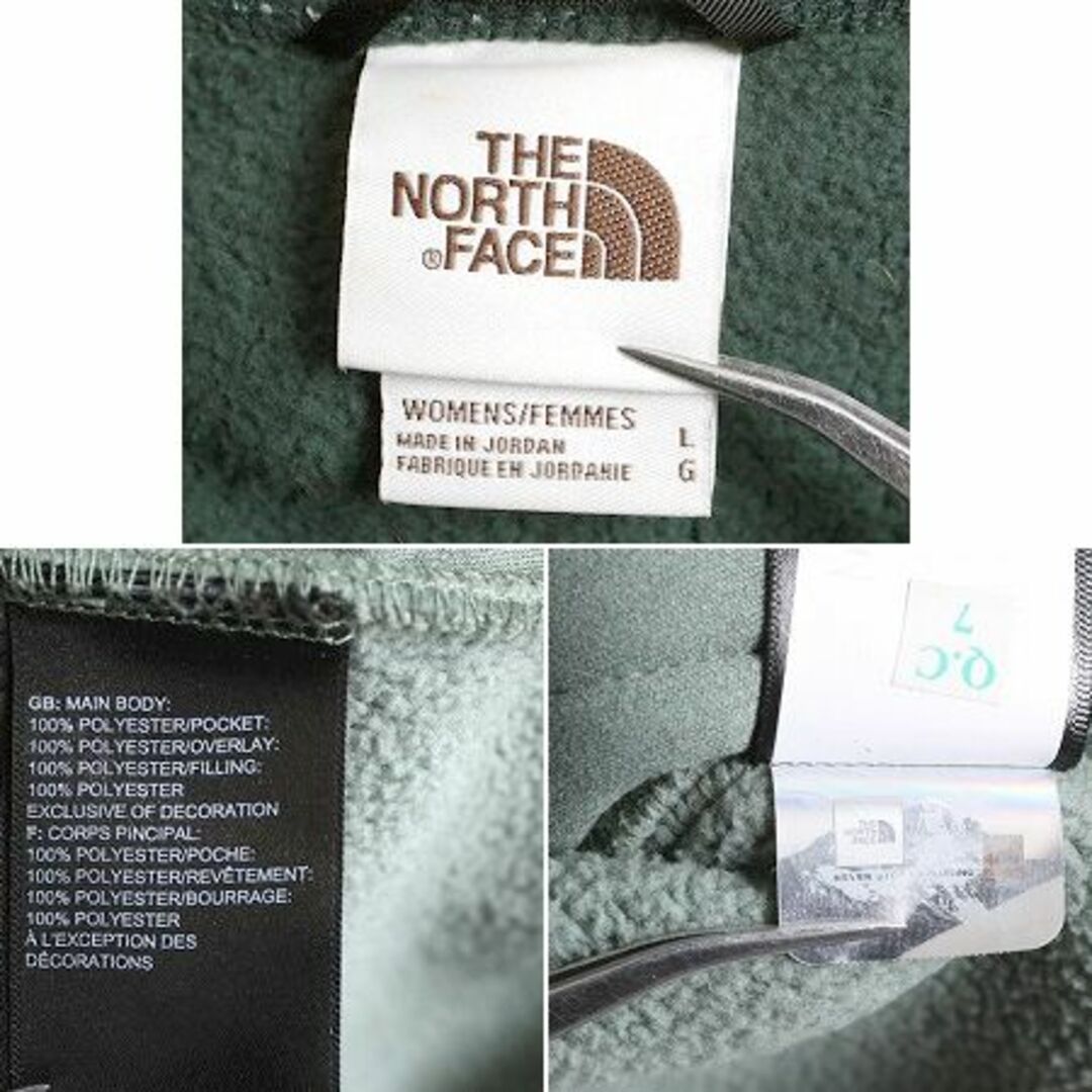 THE NORTH FACE(ザノースフェイス)のUS企画 ノースフェイス パイル フリース ジャケット レディース L 古着 The North Face アウトドア ナイロン ボア ブルゾン フルジップ 緑 レディースのジャケット/アウター(ブルゾン)の商品写真