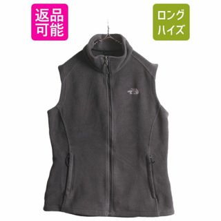 ザノースフェイス(THE NORTH FACE)のノースフェイス フルジップ フリース ベスト レディース L 古着 The North face アウトドア ハイネック 重ね着 前開き FLASHDRY ジレ 濃灰(ベスト/ジレ)