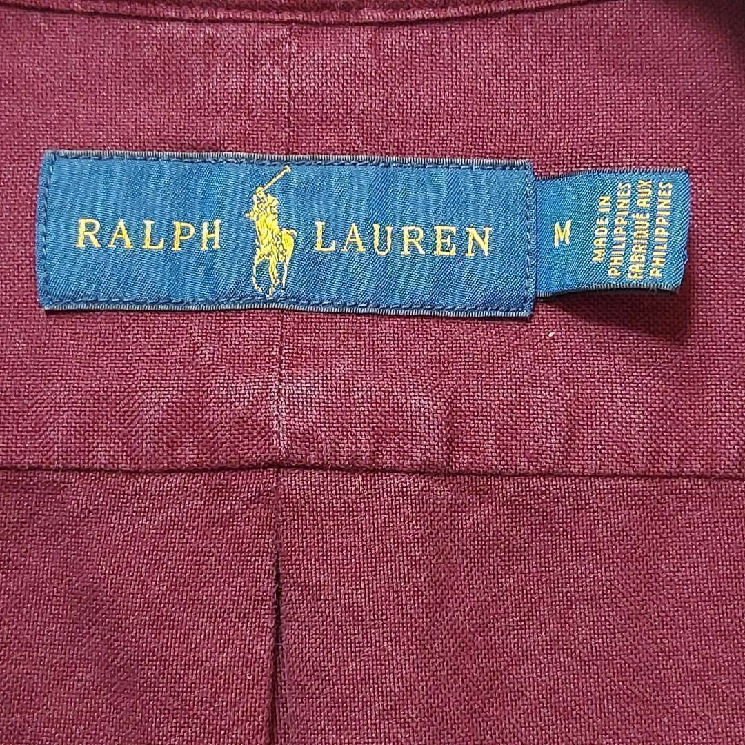 Ralph Lauren(ラルフローレン)のラルフローレン BD無地シャツ M ワインレッド 赤 ネイビー 紺 ポニー 刺繍 メンズのトップス(シャツ)の商品写真