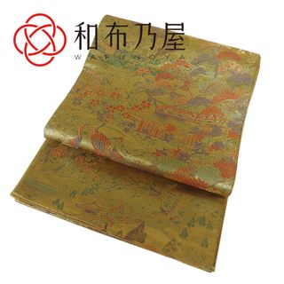 【中古】袋帯 フォーマル 茶屋辻柄 正絹 金 ゴールド系 六通(帯)