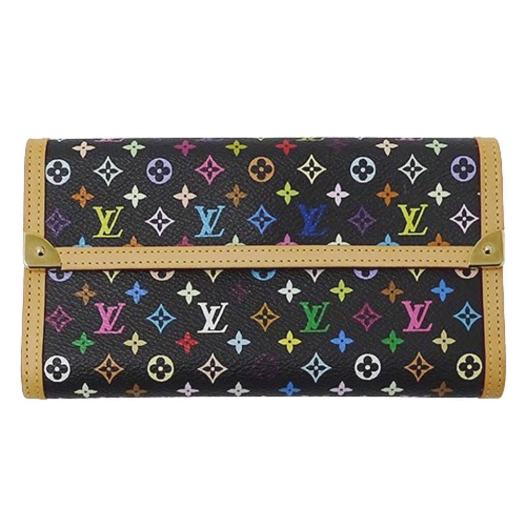 LOUIS VUITTON(ルイヴィトン)のルイ ヴィトン LOUIS VUITTON 財布 モノグラム マルチカラー レディース ブランド 長財布 ポルトトレゾール インターナショナル ノワール M92658 ブラック 黒 おしゃれ 箱付き 【中古】 レディースのファッション小物(財布)の商品写真