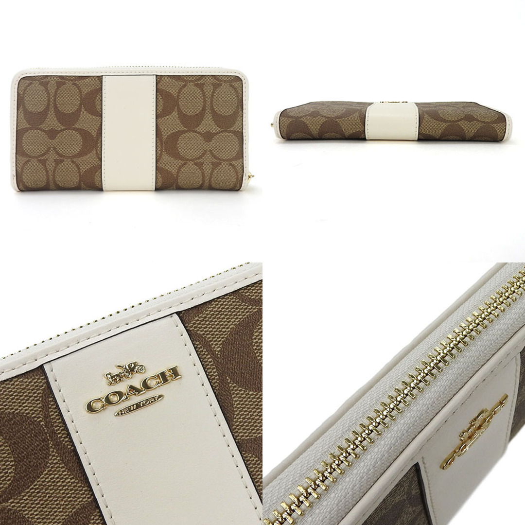 COACH(コーチ)の【中古】 コーチ 長財布 ラウンドファスナー ジップ ジッピー シグネチャー PVC F54630 カーキ チョーク レザー 革 レディース 女性 シンプル coach zippy wallet zip around レディースのファッション小物(財布)の商品写真