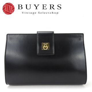 セリーヌ(celine)の【中古】 セリーヌ クラッチバッグ レザー 革 ブラック 黒 ゴールド金具 女性 レディース シンプル パーティ 上品 CELINE clutch bag leather black 21905(クラッチバッグ)