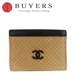 シャネル(CHANEL)の【中古】シャネル カードケース クレジット 定期入れ 9番台 レザー 革 ベージュ ブラック 黒 ココマーク 普段使い 小物 レディース 女性 CHANEL Coin card case leather black coco(パスケース/IDカードホルダー)