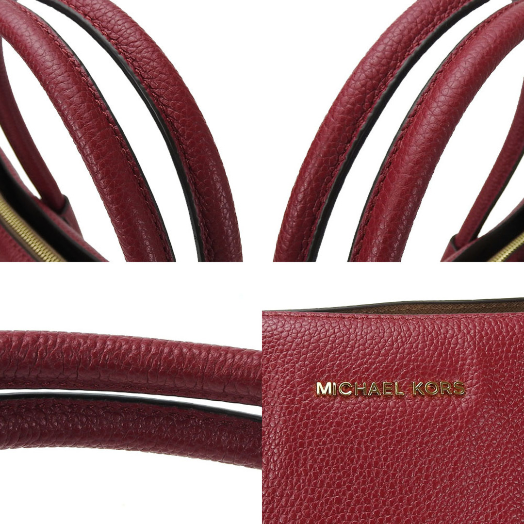 Michael Kors(マイケルコース)の【中古】 マイケルコース 2WAY トートバッグ ショルダー 肩掛け マーサー 30F6GM9T3 レザー 革 レッド系 ゴールド金具 普段使い レディース 女性 MICHAEL KORS tote Shoulder bag red レディースのバッグ(ショルダーバッグ)の商品写真