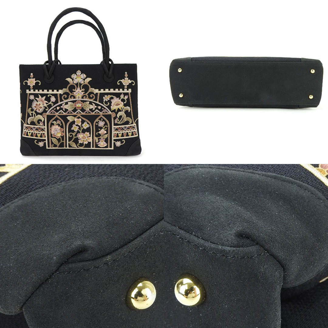中古】 オカジマ 岡重 ハンドバッグ ちりめん シルク100% 絹 中古】 オカジマ 岡重 ハンドバッグ ちりめん シルク100% 絹