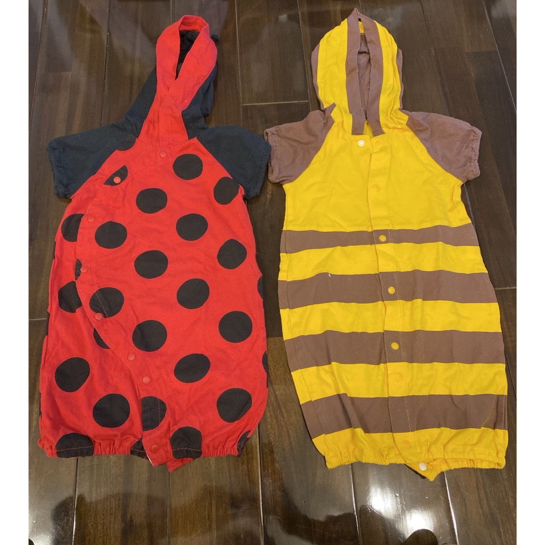 ベビー服　2way 60,70サイズ　ハチ．てんとう虫 キッズ/ベビー/マタニティのベビー服(~85cm)(ロンパース)の商品写真
