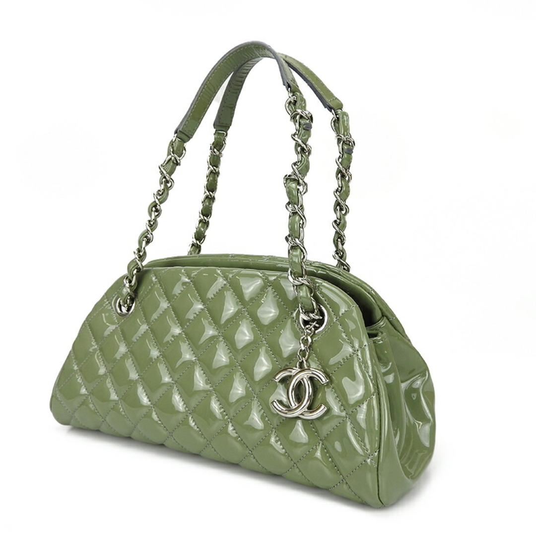 CHANEL(シャネル)の【中古】シャネル チェーンハンドバッグ  マドモアゼル ココマーク グリーン CHANEL GREEN 緑色 14番台 エナメル シルバー金具 レディース 女性 Chain Hand Bag Shoulder Bag Coco レディースのバッグ(ハンドバッグ)の商品写真