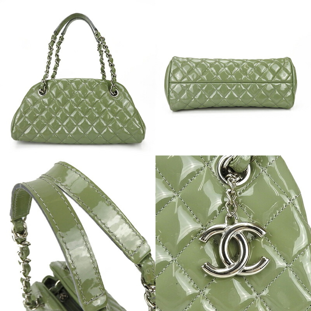 CHANEL(シャネル)の【中古】シャネル チェーンハンドバッグ  マドモアゼル ココマーク グリーン CHANEL GREEN 緑色 14番台 エナメル シルバー金具 レディース 女性 Chain Hand Bag Shoulder Bag Coco レディースのバッグ(ハンドバッグ)の商品写真