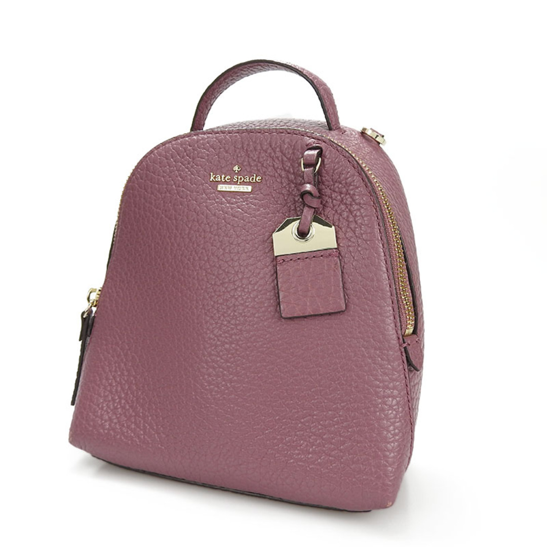 kate spade new york(ケイトスペードニューヨーク)の【中古】ケイトスペード Kate spade リュックサック バックパック ボディバッグ PXRU8908 パープル系 レザー ミニバック ゴールド金具 チェーン rucksack backpack purple bag leather レディースのバッグ(リュック/バックパック)の商品写真