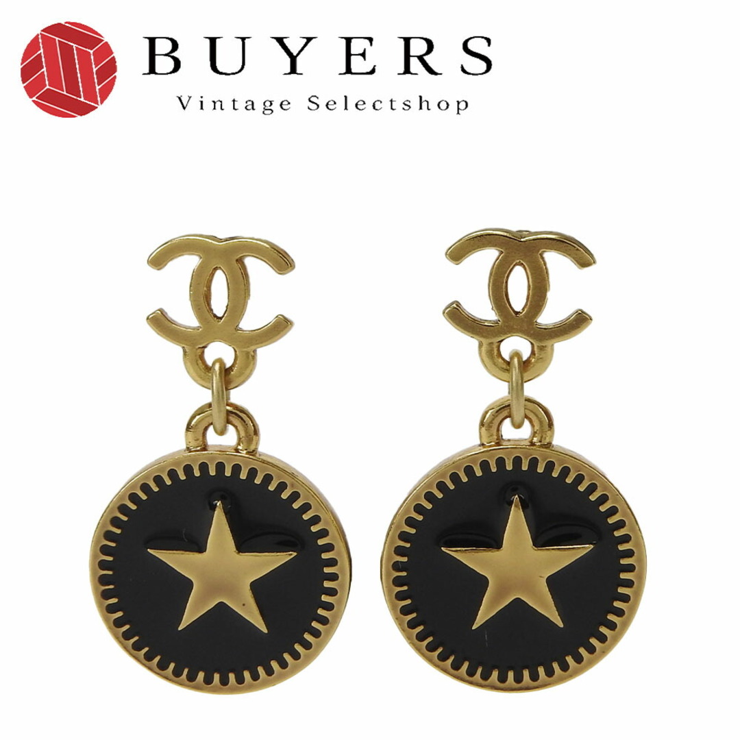 CHANEL(シャネル)の【中古】シャネル ピアス ゴールド ブラック 黒 ココマーク 星 スター スイング アクセサリー メッキ CHANEL 01P GP 小物 レディース 女性 カジュアル おしゃれ  Accessories Earrings Gold Black Star レディースのアクセサリー(ピアス)の商品写真