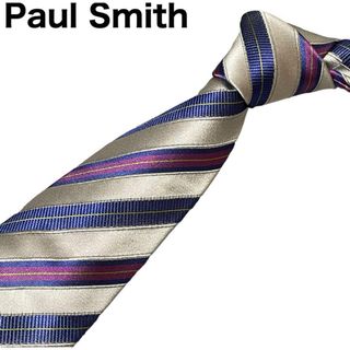 ポールスミス(Paul Smith)の美品　Paul Smith ネクタイ　光沢　肉厚　ストライプ　花柄　シルク混(ネクタイ)