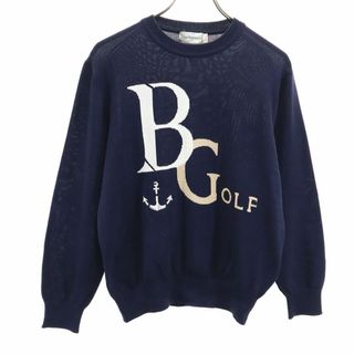 バーバリー(BURBERRY)のバーバリーズ 90s 日本製 オールド 長袖 コットン セーター L ネイビー Burberrys ニット レディース 古着 【240214】(ニット/セーター)