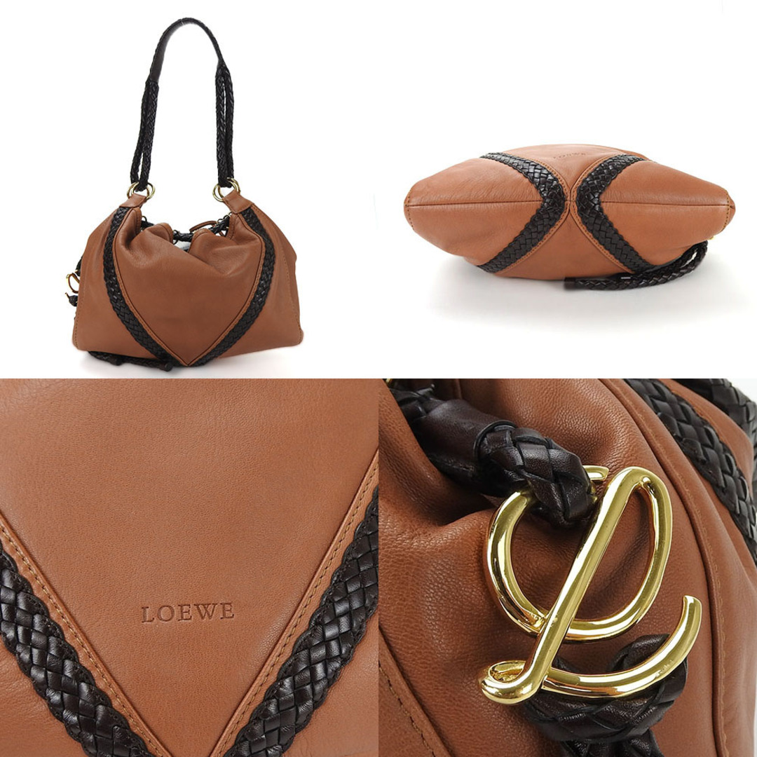 LOEWE(ロエベ)の【中古】ロエベ  ワンショルダーバッグ レザー 革 ゴールド金具 ブラウン おしゃれ カジュアル ポーチ付き レディース 女性 LOEWE shoulder bag leather brown レディースのバッグ(ショルダーバッグ)の商品写真